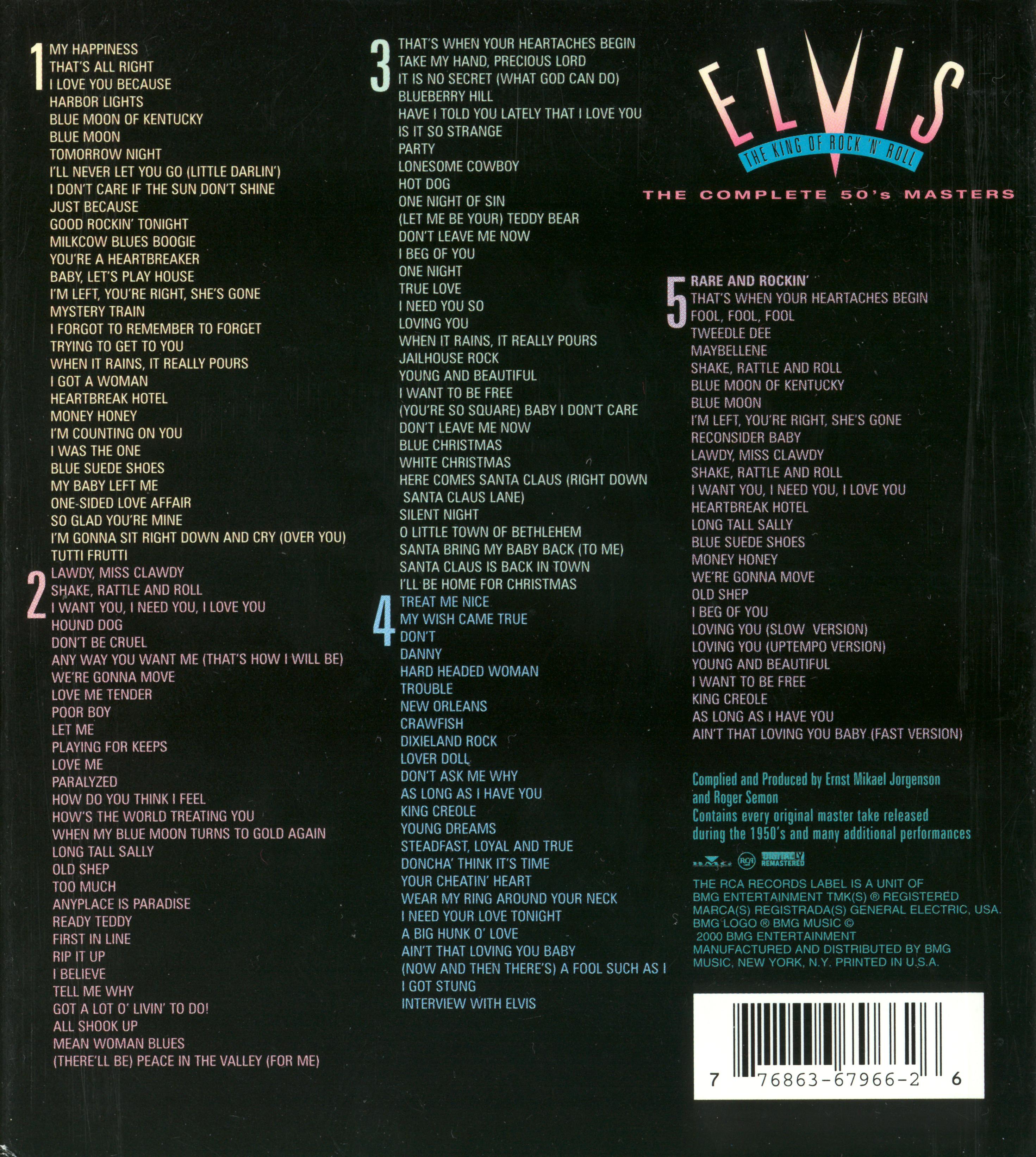 Elvis Presley  The Complete 50`s Masters : Box Back